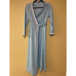 Womens Vintage Vanity Fair Blue Silk Robe Petite